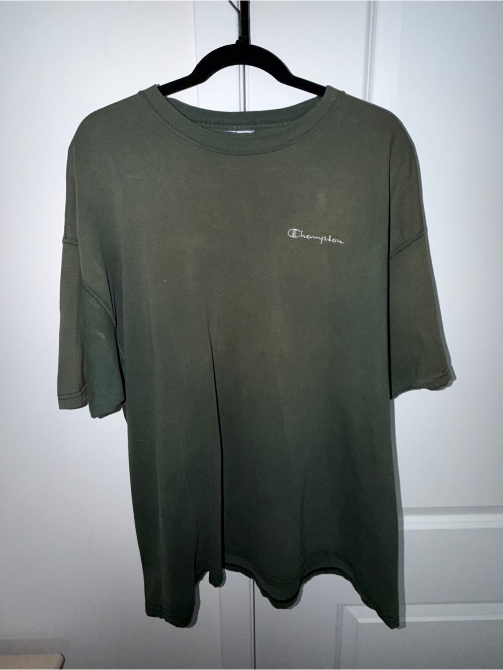 Champion Olive Green Oversized Logo T-Shirt Size Large